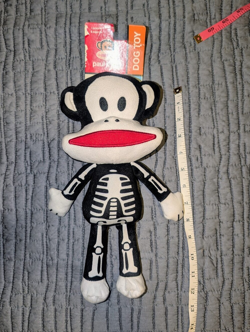 Paul Frank Black & White Skeleton Monkey Halloween Dog Toy